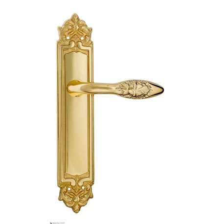 Дверная ручка Venezia "CASANOVA" на планке PL96 полированная латунь