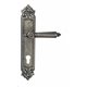 Дверная ручка Venezia "CASTELLO" CYL на планке PL96 античное серебро