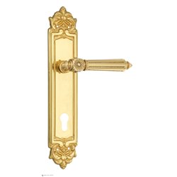 Дверная ручка Venezia "CASTELLO" CYL на планке PL96 полированная латунь