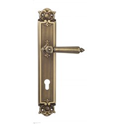 Дверная ручка Venezia "CASTELLO" CYL на планке PL97 матовая бронза