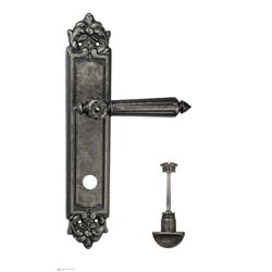 Дверная ручка Venezia "CASTELLO" WC-2 на планке PL96 античное серебро