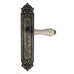Дверная ручка Venezia "COLOSSEO" белая керамика паутинка на планке PL96 античное серебро