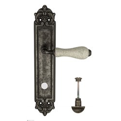 Дверная ручка Venezia "COLOSSEO" белая керамика паутинка WC-2 на планке PL96 античное серебро