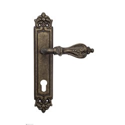 Дверная ручка Venezia "FLORENCE" CYL на планке PL96 античная бронза
