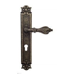 Дверная ручка Venezia "FLORENCE" CYL на планке PL97 античная бронза