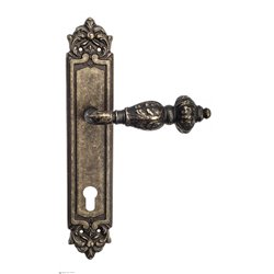 Дверная ручка Venezia "LUCRECIA" CYL на планке PL96 античная бронза