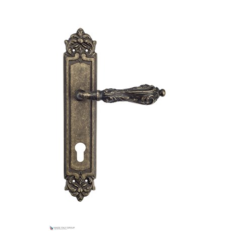Дверная ручка Venezia "MONTE CRISTO" CYL на планке PL96 античная бронза