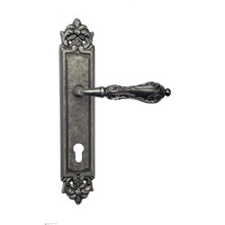 Дверная ручка Venezia "MONTE CRISTO" CYL на планке PL96 античное серебро
