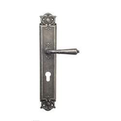 Дверная ручка Venezia "VIGNOLE" CYL на планке PL97 античное серебро