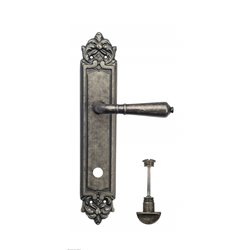 Дверная ручка Venezia "VIGNOLE" WC-2 на планке PL96 античное серебро