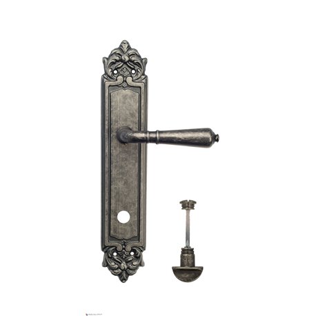 Дверная ручка Venezia "VIGNOLE" WC-2 на планке PL96 античное серебро