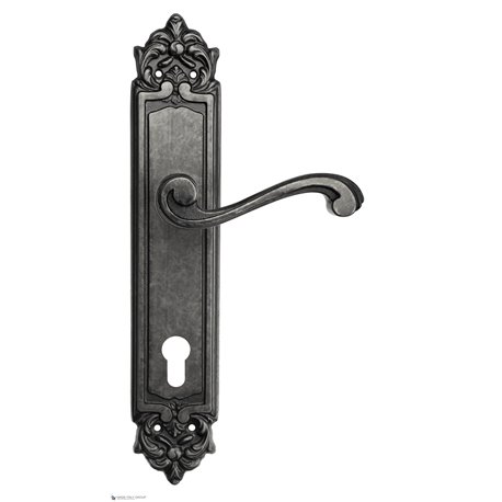Дверная ручка Venezia "VIVALDI" CYL на планке PL96 античное серебро