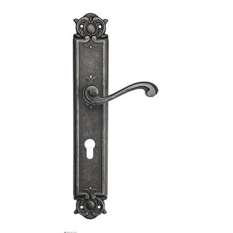 Дверная ручка Venezia "VIVALDI" CYL на планке PL97 античное серебро