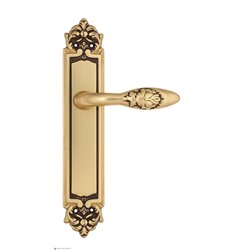 Дверная ручка Venezia "CASANOVA" на планке PL96 французское золото + коричневый