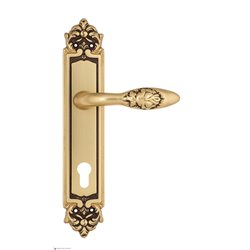 Дверная ручка Venezia "CASANOVA" CYL на планке PL96 французское золото + коричневый