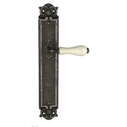 Дверная ручка Venezia "COLOSSEO" белая керамика паутинка на планке PL97 античная бронза