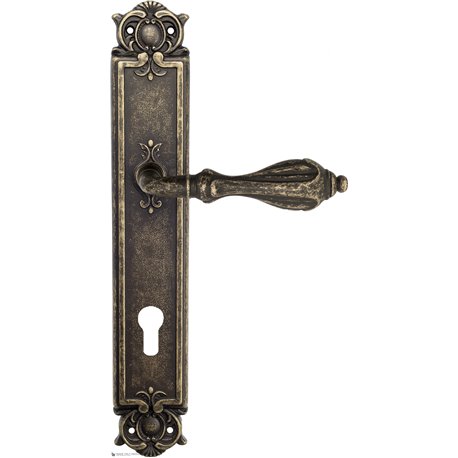 Дверная ручка Venezia "ANAFESTO" CYL на планке PL97 античная бронза