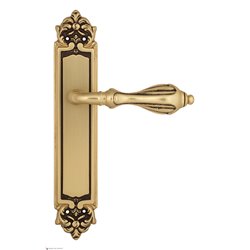 Дверная ручка Venezia "ANAFESTO" на планке PL96 французское золото + коричневый