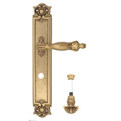 Дверная ручка Venezia "OLIMPO" WC-4 на планке PL97 французское золото + коричневый
