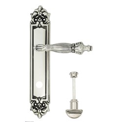 Дверная ручка Venezia "OLIMPO" WC-2 на планке PL96 натуральное серебро + черный