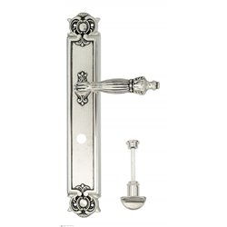 Дверная ручка Venezia "OLIMPO" WC-2 на планке PL97 натуральное серебро + черный