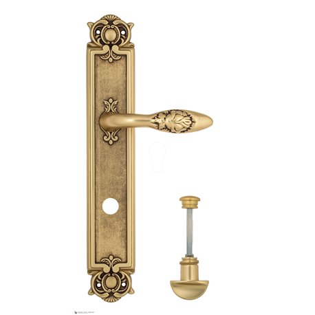 Дверная ручка Venezia "CASANOVA" WC-2 на планке PL97 французское золото + коричневый