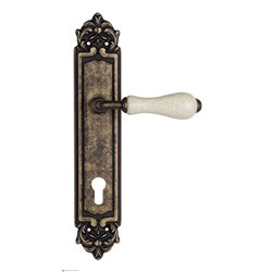 Дверная ручка Venezia "COLOSSEO" белая керамика паутинка CYL на планке PL96 античная бронза