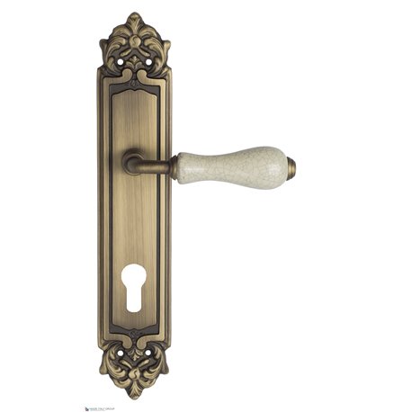 Дверная ручка Venezia "COLOSSEO" белая керамика паутинка CYL на планке PL96 матовая бронза