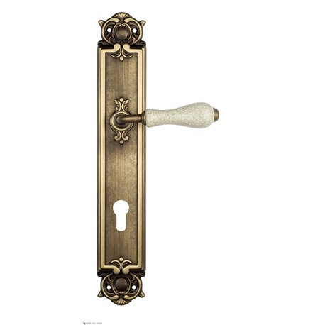 Дверная ручка Venezia "COLOSSEO" белая керамика паутинка CYL на планке PL97 матовая бронза