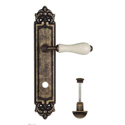 Дверная ручка Venezia "COLOSSEO" белая керамика паутинка WC-2 на планке PL96 античная бронза