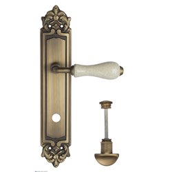 Дверная ручка Venezia "COLOSSEO" белая керамика паутинка WC-2 на планке PL96 матовая бронза