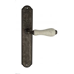Дверная ручка Venezia "COLOSSEO" белая керамика паутинка на планке PL02 античное серебро