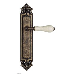 Дверная ручка Venezia "COLOSSEO" белая керамика паутинка на планке PL96 античная бронза