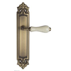 Дверная ручка Venezia "COLOSSEO" белая керамика паутинка на планке PL96 матовая бронза
