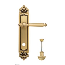 Дверная ручка Venezia "PELLESTRINA" WC-2 на планке PL96 французское золото + коричневый