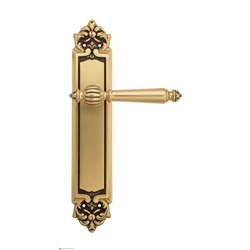 Дверная ручка Venezia "PELLESTRINA" на планке PL96 французское золото + коричневый