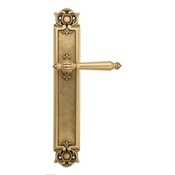 Дверная ручка Venezia "PELLESTRINA" на планке PL97 французское золото + коричневый