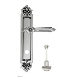 Дверная ручка Venezia "CASTELLO" WC-2 на планке PL96 натуральное серебро + черный