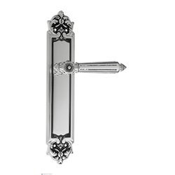 Дверная ручка Venezia "CASTELLO" на планке PL96 натуральное серебро + черный