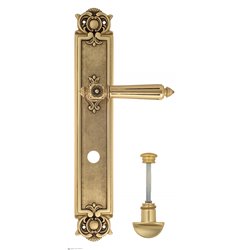 Дверная ручка Venezia "CASTELLO" WC-2 на планке PL97 французское золото + коричневый