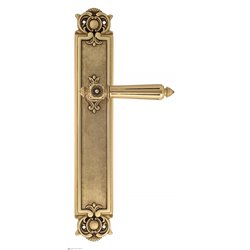 Дверная ручка Venezia "CASTELLO" на планке PL97 французское золото + коричневый