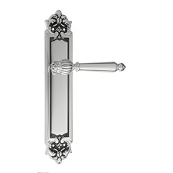 Дверная ручка Venezia "PELLESTRINA" на планке PL96 натуральное серебро + черный
