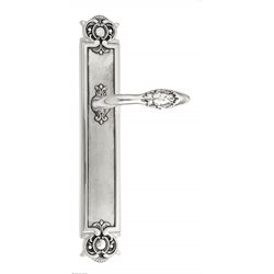 Дверная ручка Venezia "CASANOVA" на планке PL97 натуральное серебро + черный