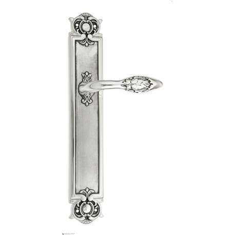 Дверная ручка Venezia "CASANOVA" на планке PL97 натуральное серебро + черный