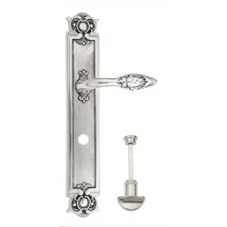 Дверная ручка Venezia "CASANOVA" WC-2 на планке PL97 натуральное серебро + черный