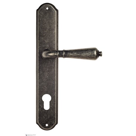 Дверная ручка Venezia "VIGNOLE" CYL на планке PL02 античное серебро