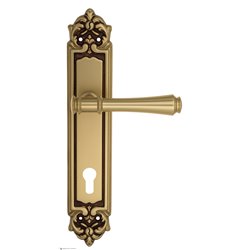 Дверная ручка Venezia "CALLISTO" CYL на планке PL96 французское золото + коричневый