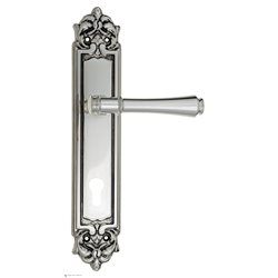 Дверная ручка Venezia "CALLISTO" CYL на планке PL96 натуральное серебро + черный
