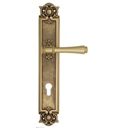 Дверная ручка Venezia "CALLISTO" CYL на планке PL97 французское золото + коричневый