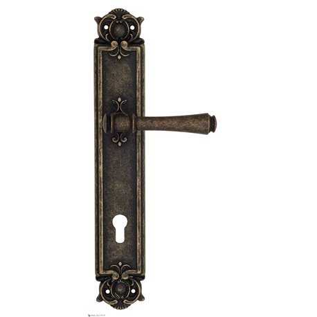 Дверная ручка Venezia "CALLISTO" CYL на планке PL97 античная бронза